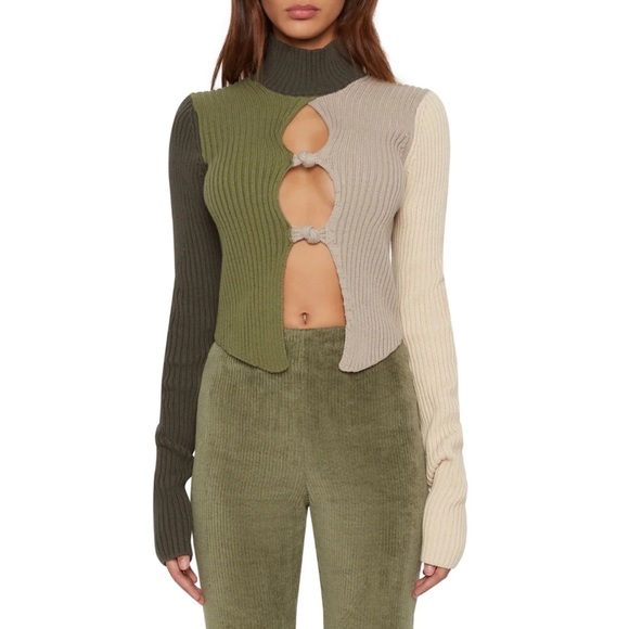 Danielle Guizio Rib Knit Knotted Long Sleeve Top - Picture 6 of 14